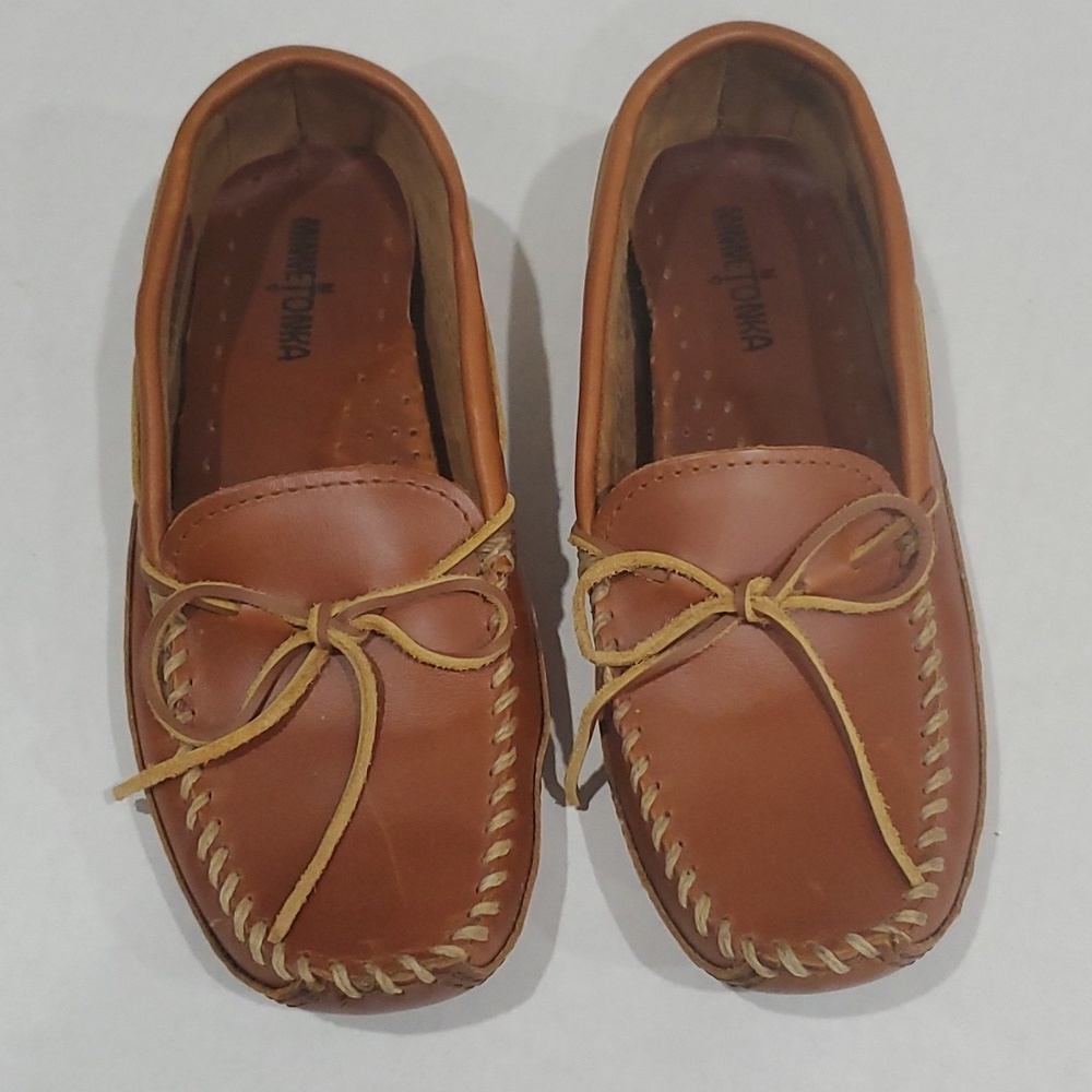 Minnetonka Men's Natural Carmel Moosehide Driving Moccasins Size 9